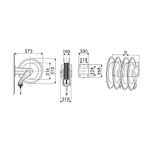 Открытая катушка серии 540 со шлангом 15м, 3/4" под воздух, RAASM, 8540.101