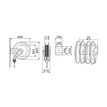 Открытая катушка серии 430 со шлангом 12 м, 1/4", 600 бар, для консистентных смазок, RAASM, 8430.501