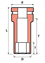 Ударная головка удлиненная 1 1/2" 41 мм, MOMENTO, 5-41L