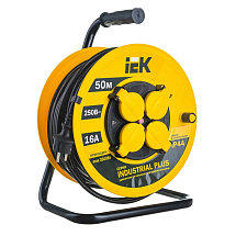 Удлинитель силовой 4 розетки шнур 50м ПВС 3x1.5 УК50 с термозащитой, IEK, WKP15-16-04-50
